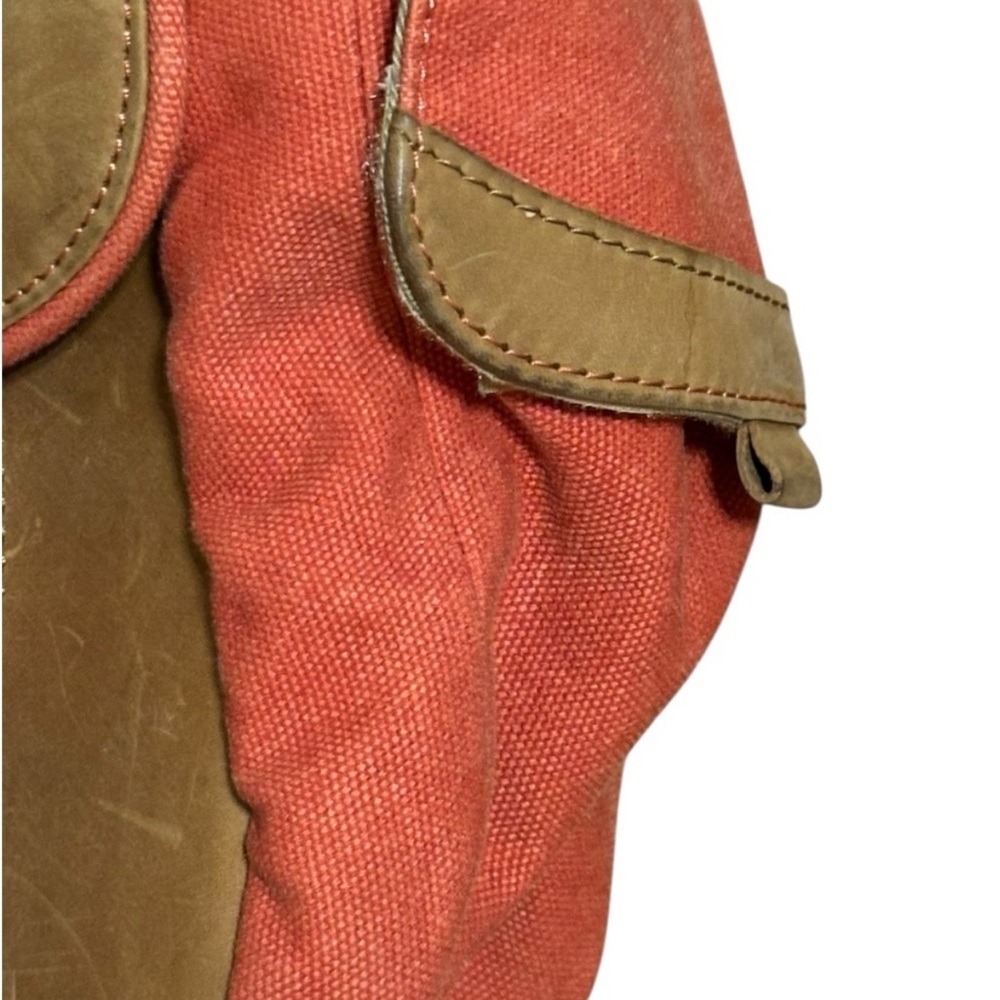 Vintage L.L. Bean Canvas Messenger Bag/ Satchel/Leather Trim/Salmon Red - Picture 16 of 16
